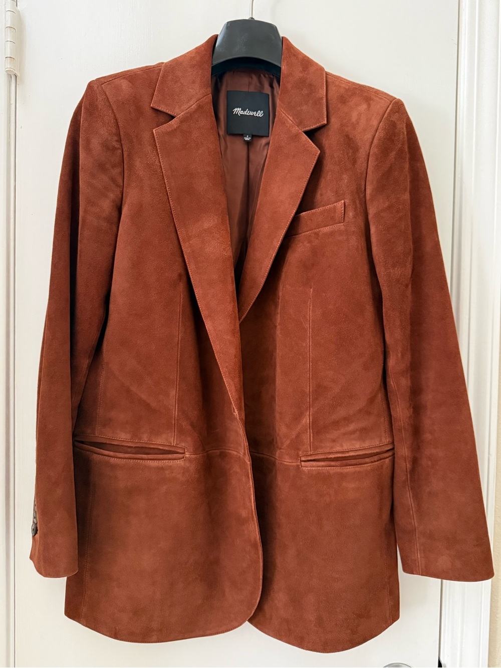 Madewell The Kline Suede Blazer Jacket in Soft Mahogany, Size 2 - Picture 3 of 9